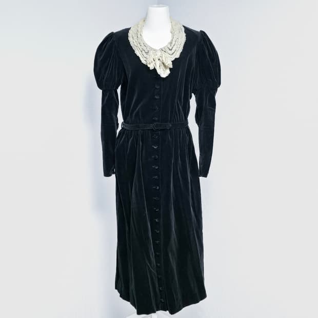 핑크하우스 레이스 리본 벨벳 원피스 드레스