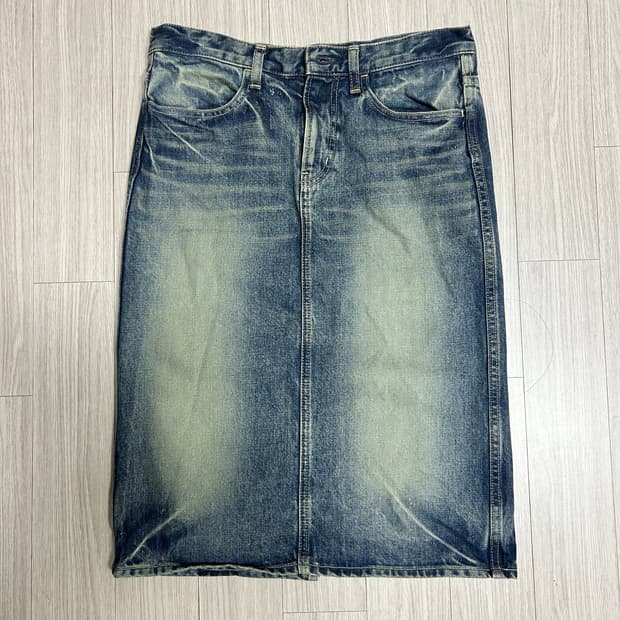 빈티지 중청 미디 치마