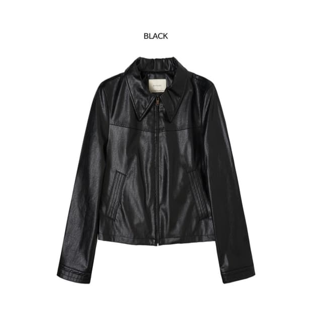 Siyazu Fake Leather Crop JK_Black