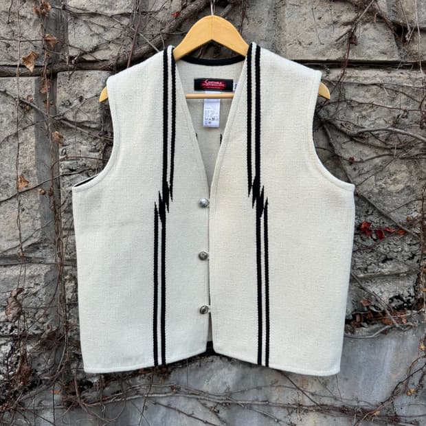 센티넬라 오르테가 핸드 우븐 울 치마요 베스트 조끼 빅사이즈