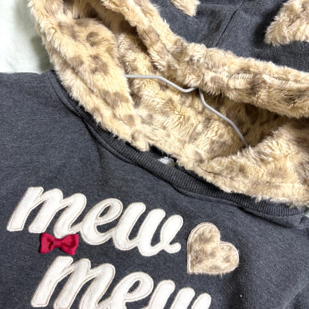 빈티지 메조피아노 갸루 호피 네코미미 퍼 후드원피스 