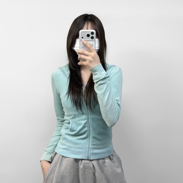 쥬시 꾸띄르 벨루어 후드집업 민트