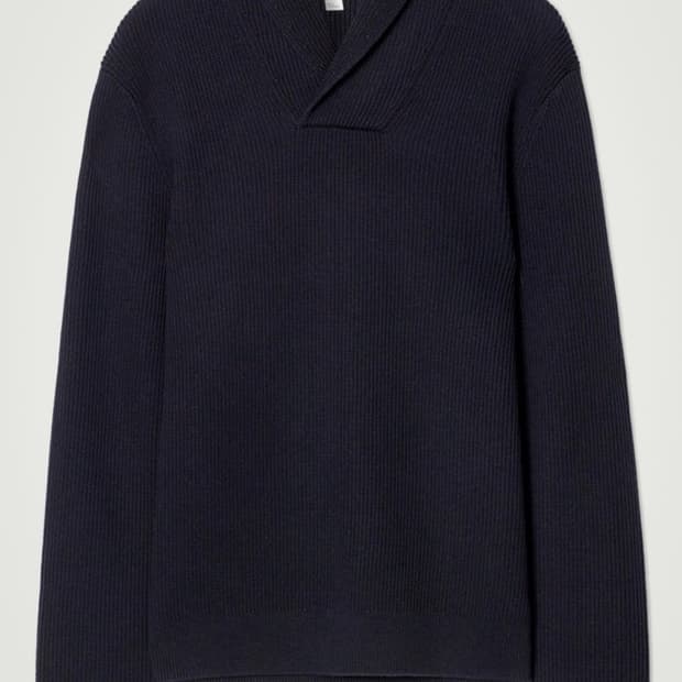 숄 칼라 리브드 니트