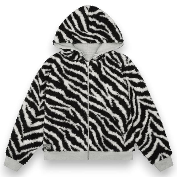 데님티어스 지브라 시어링 라인드 리버시블 집 후디