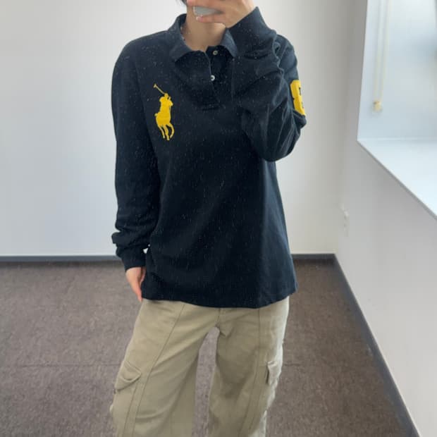 Polo 폴로 옐로우 빅포니 블랙 카라티