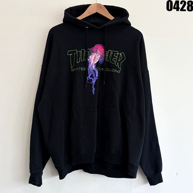 스래셔(Thrasher) 메두사 로고 프린팅 후드티 블랙 XL 0428