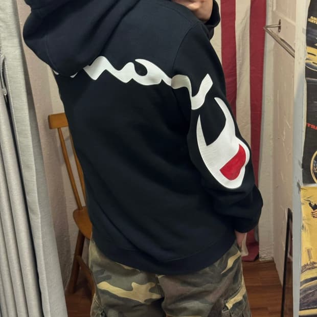 18S/S 슈프림 X 챔피온 후디 스웻셔츠 빅로고 프린팅 디테일 후드티
