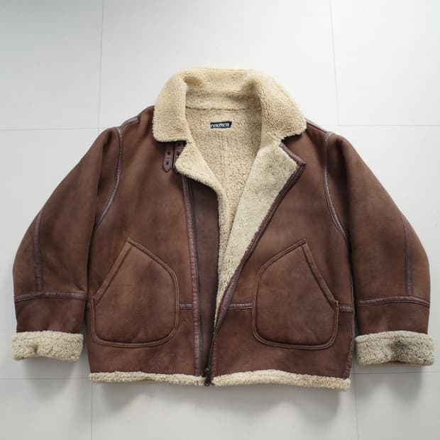 90s 노티카 리얼 양털 스웨이드 가죽 무스탕 무톤 B3 플라이트 자켓