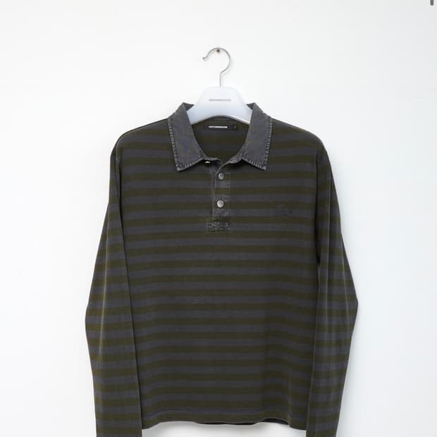 VTG Stripe Polo Tee Dyed Yellow