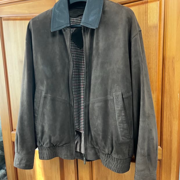 입생로랑 레더라펠 스웨이드 가죽 자켓