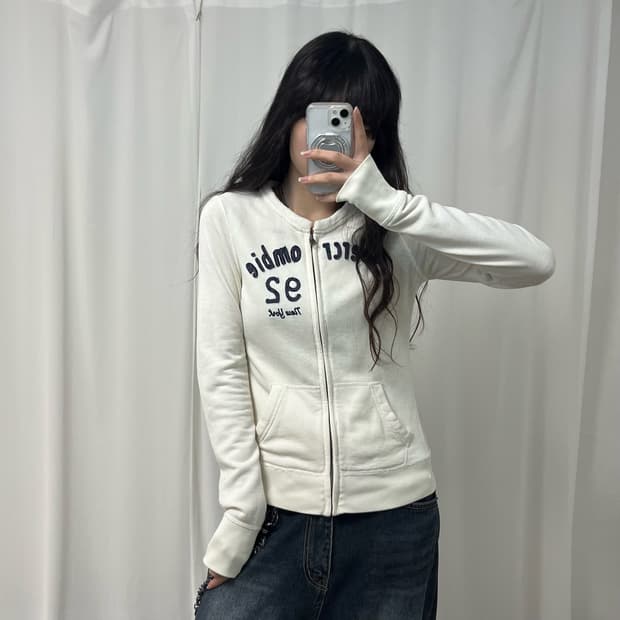 Abercrombie white zip-up