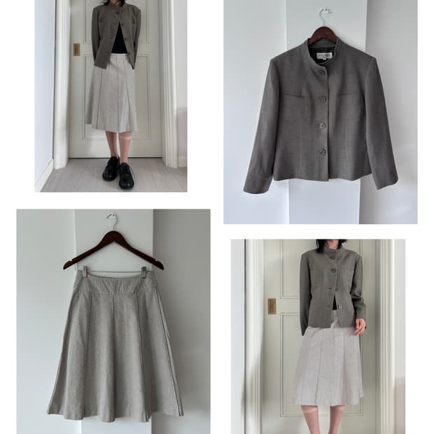 Oblique Stripe Midi Skirt / 빈티지 미디 스커트