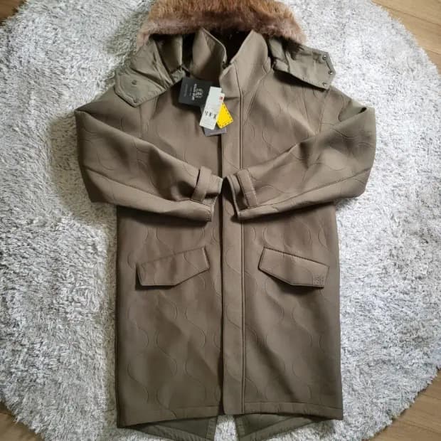 ㅇ원가 89만 택채새상품 110사이즈 비버퍼 코오롱 로고 롱자켓 올리브