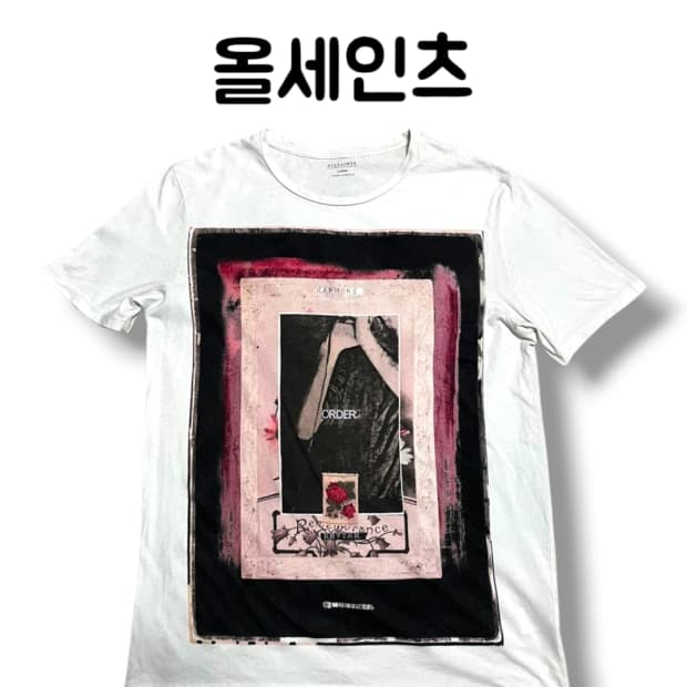 올세인츠 화이트 오더 로즈 빅프린팅 반팔티셔츠 사이즈 L
