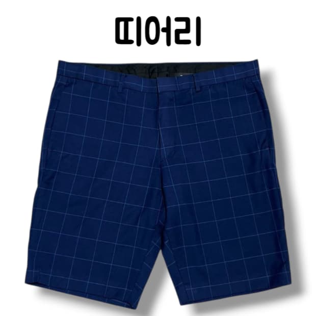 띠어리 네이비 체크 울 하프팬츠 반바지 사이즈 34