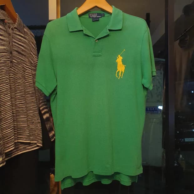 XL사이즈 폴로 랄프로렌 옐로우포니 빅로고 커스텀핏 카라티 피케티