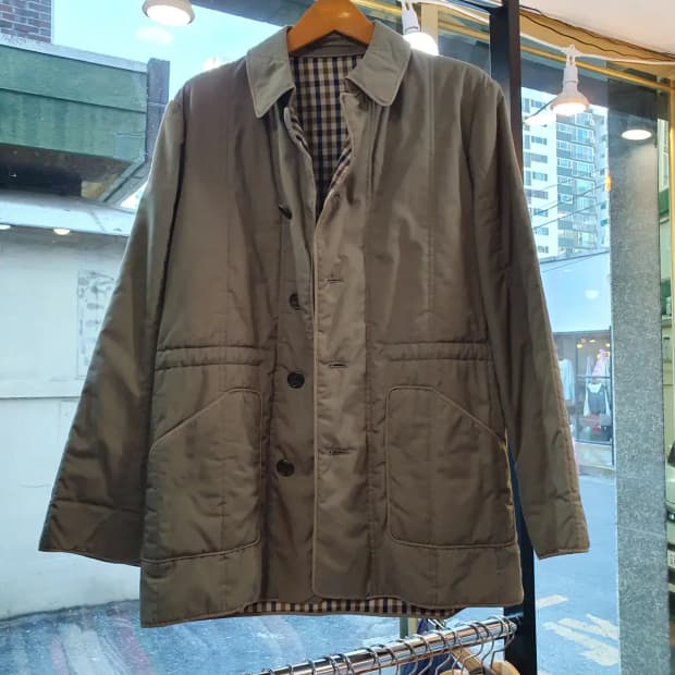 영국 잉글랜드 아쿠아스큐텀 싱글 브레스티드 체크 안감 코트 실사이즈 L