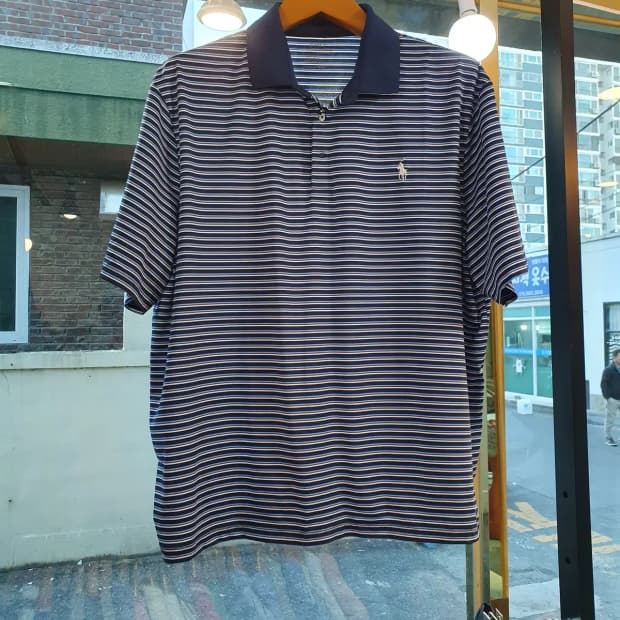 XL사이즈 폴로랄프로렌 화이트포니 멀티 스트라이프 스판 카라티 피케티