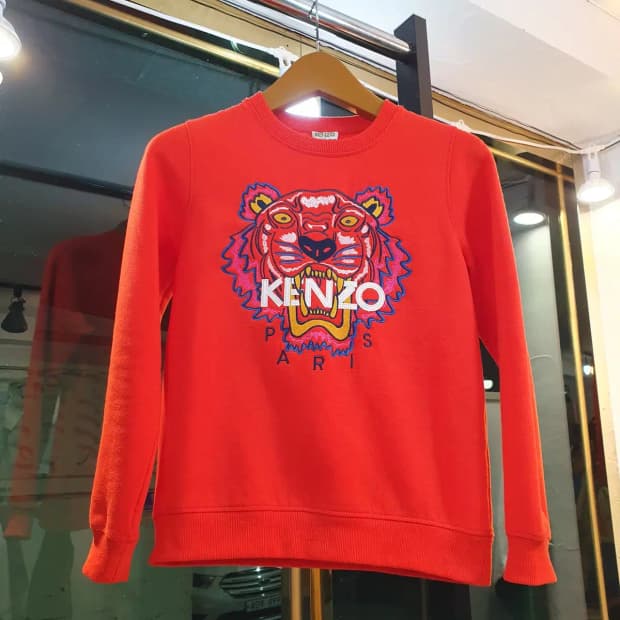 겐조 140 키즈 타이거 자수 맨투맨 레드