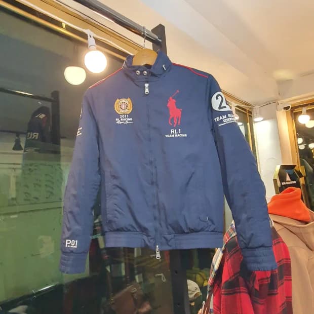 폴로 랄프로렌 S사이즈 최고급 대장급 끝판왕 미국 성조기 자수 레이싱자켓