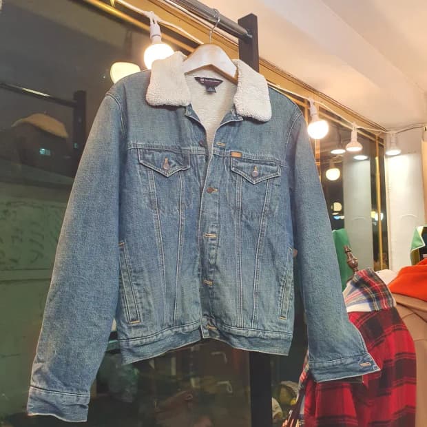 폴로 랄프로렌 두산폴로진스 M사이즈 양털 쉐르파 뽀글이 안감 청자켓