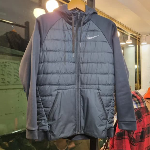 XL사이즈 나이키 스카치 로고 미쉐린 스티치 후드집업 블랙