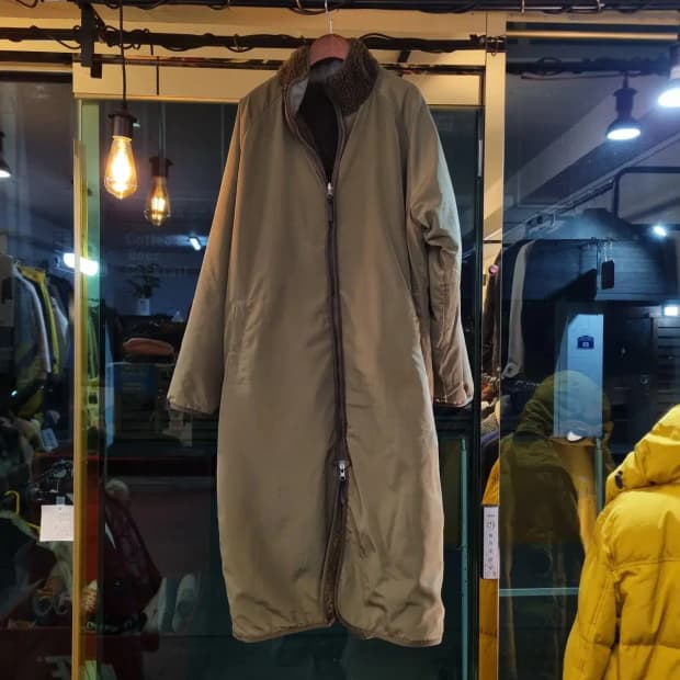 WHIDEOUT 실사이즈L 양면 바람막이 양털 뽀글이 쉐르파 롱후리스자켓