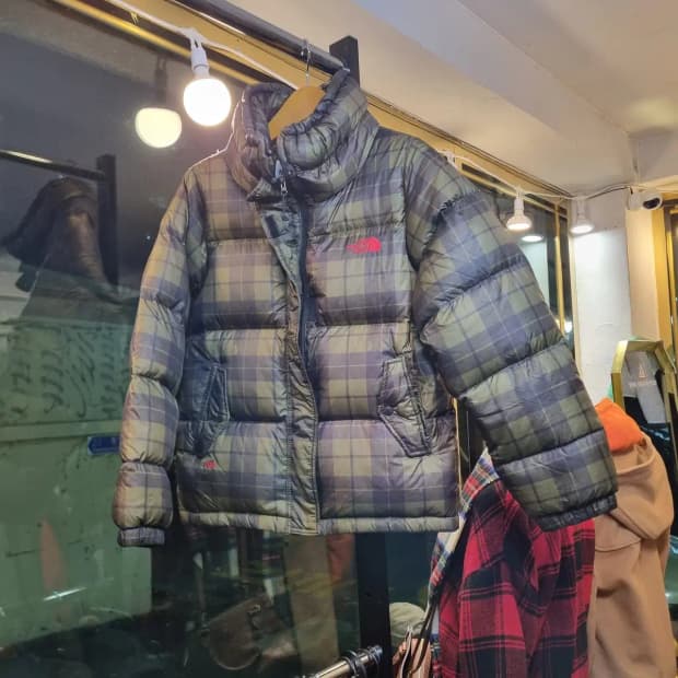 노스페이스 클래식 타탄체크 블랙와치 패턴 90사이즈 여성 눕시 700