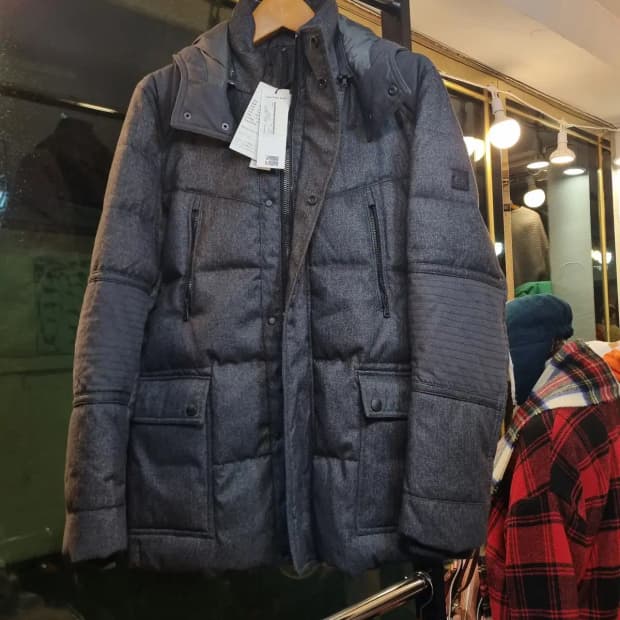 택채새상품 캘빈클라인 L사이즈 클래식 체크 패턴 오리털 덕다운 패딩