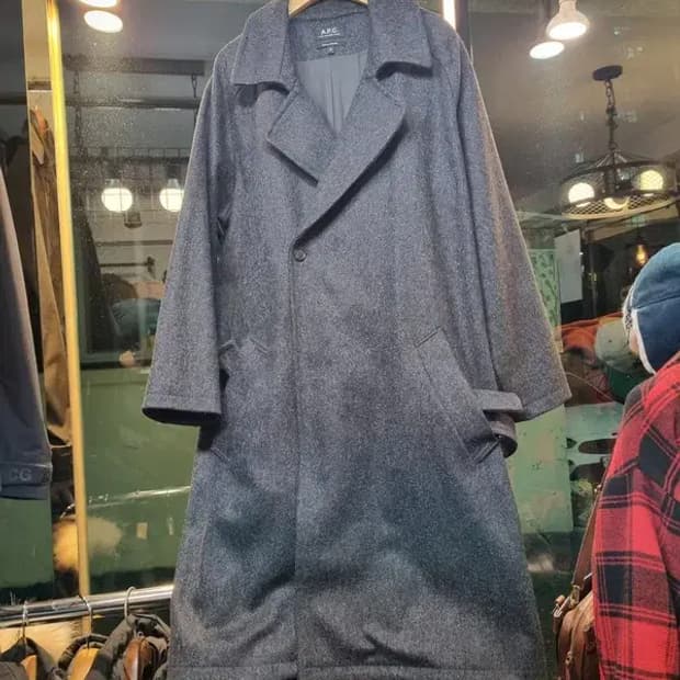 아페쎄 캐시미어 울 혼방 실사이즈 100 더블 브레스티드 벨트 코트
