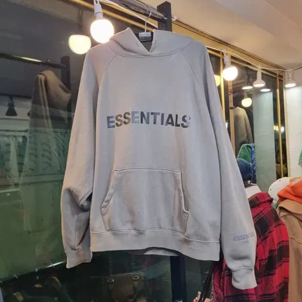 피어오브갓 에센셜 ESSENTIALS 실사이즈 XL 브릭그레이 로고 후드