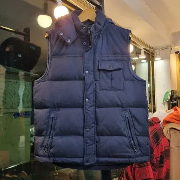 타미힐피거 XL사이즈 헤링본 패턴 깃털 다운 패딩조끼