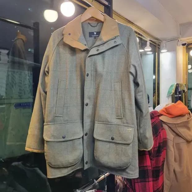 존파트리지 바버 실사이즈 105 건클럽 체크 클래식 자켓