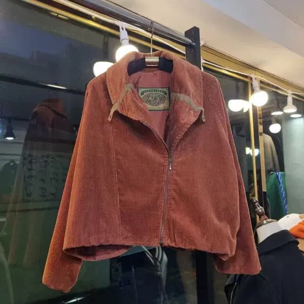 일본 빈티지 코듀로이 숄칼라 크롭자켓 38사이즈