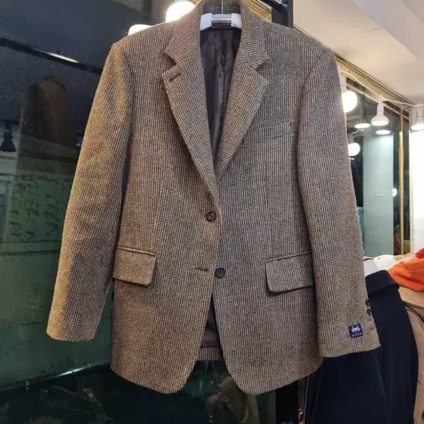 문트위드 실사이즈 55~66 소매 리얼버튼 울 100% 블레이저