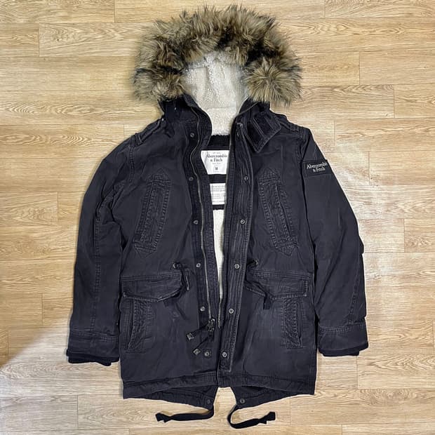 정품) 아베크롬비 프리미엄 아우터 쉐르파 양털 후드퍼 야상 패딩/ 105