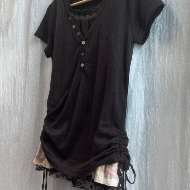 brown layered set 브라운 니트 탑+ 레이스 나시