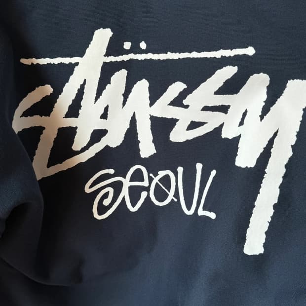 스투시 스탁 서울 후드 네이비 L