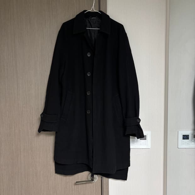 꼼데가르송 블랙 축융 울 코트