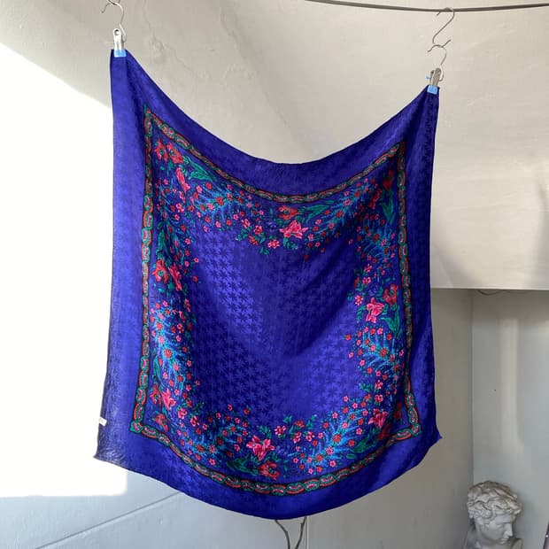 아쿠아블루 플라워 스카프