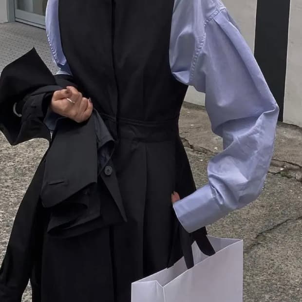 트리밍버드 탈부착 트렌치코트 + 원피스 단종템