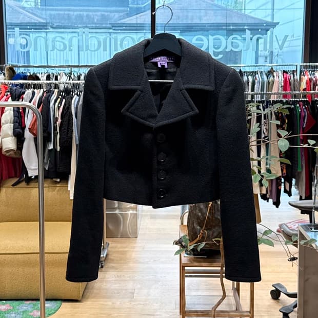 폴로 랄프로렌 퍼플라벨 캐시미어 울 크롭 자켓 