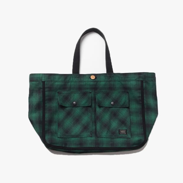 PORTER - REVERSIBLE CHECK TOTE BAG