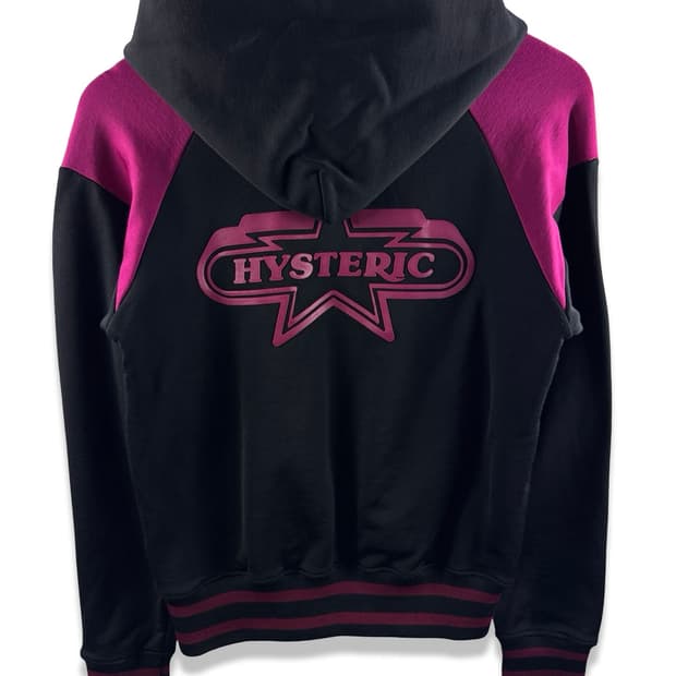 히스테릭글래머 블랙 핑크 후드 스타디움자켓2533