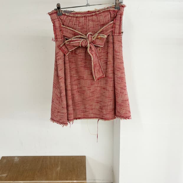 막스앤코 핑크 트위드 리본 랩 스커트