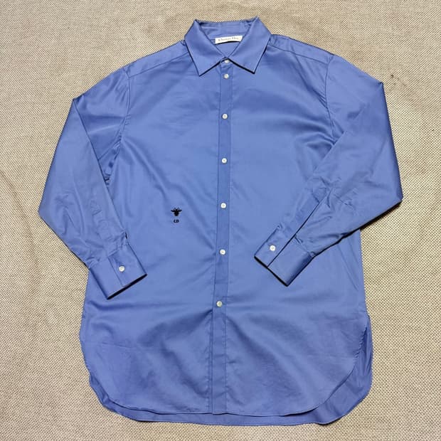 크리스찬 디올 CD 벌 자수 로고 블루 코튼 셔츠 (정품)