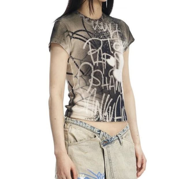 Sankuanz 산쿠안즈 에어스프레이 그래피티 베이비 반팔 티셔츠 S