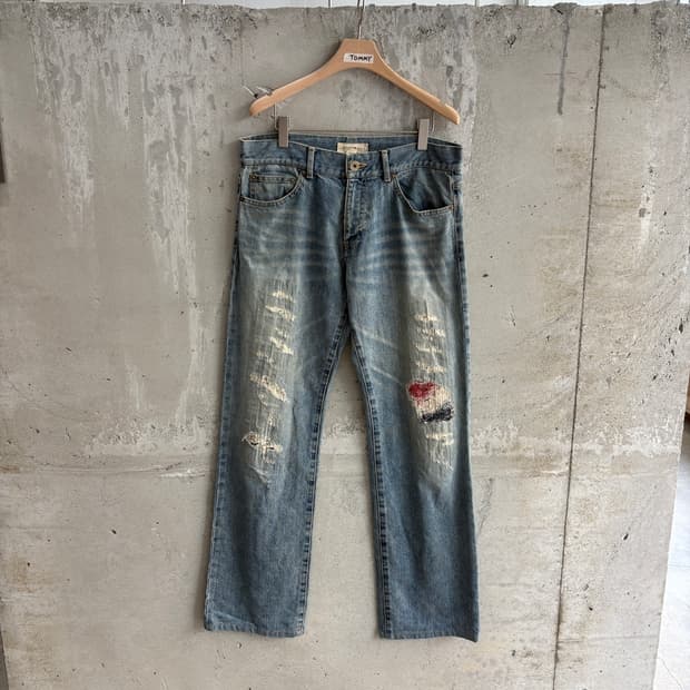 TOMMY 타미 패치워크 데미지 리페어 데님 팬트