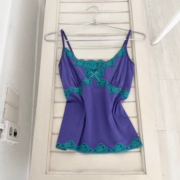 Teal Blue Lace point Purple Sleeveless
