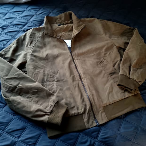 새제품XL 자라 왁스 빈티지워싱 블루종 간절기점퍼 해링턴 바라쿠다